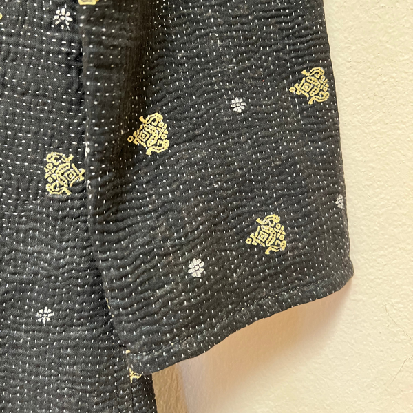 DOUBLE SIDED BLACK WITH BEIGE MOTIFS UPCYCLED JACKET