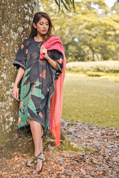 Embroidered Tropical Journey Kaftan Shift Dress AYESHA Embroidered Tropical Journey Kaftan Shift Dress AYESHA