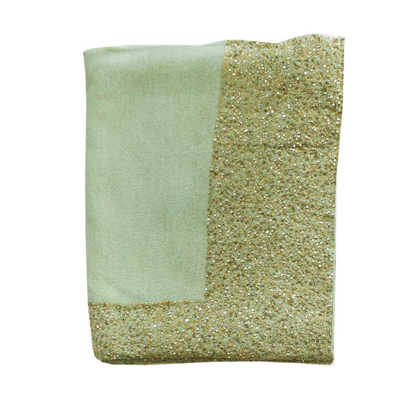 Mint Green Cashmere Wrap With Gold Sequins
