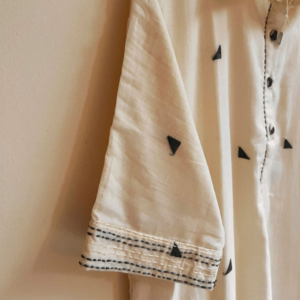 Amrita Freedom Shirt Dress -Ivory Jamdani