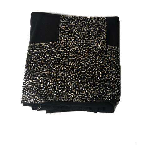 Bidri 100% Cashmere Knitted Wrap (Black with Gold And Silver Sequins)