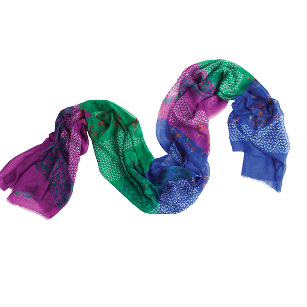 Leaf Spring 100% Cashmere Long Scarf (Jewel)