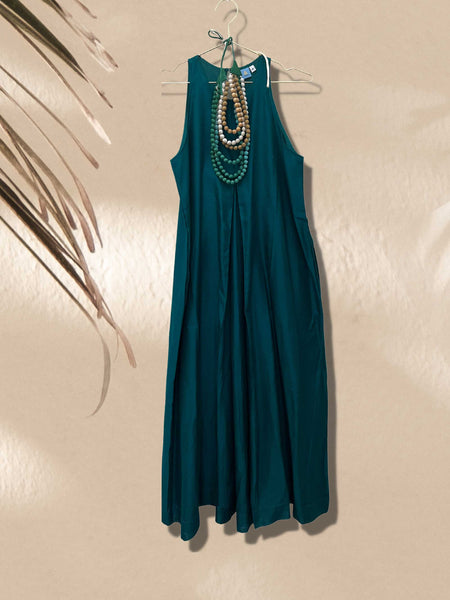 Pandora "Work and Days" Chanderi Dress -Palm Green