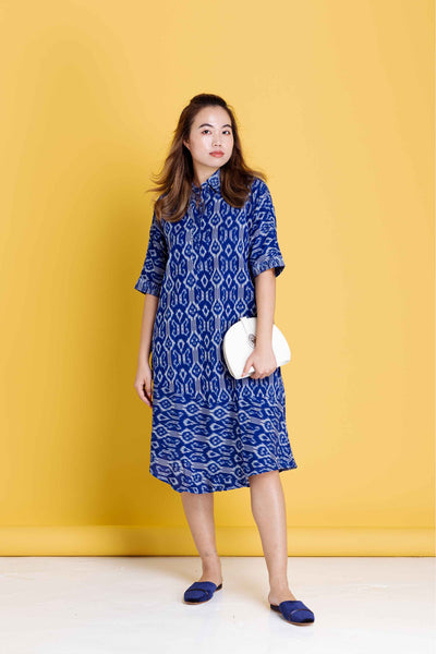 Amrita Freedom Blue & Grey Shirt Dress