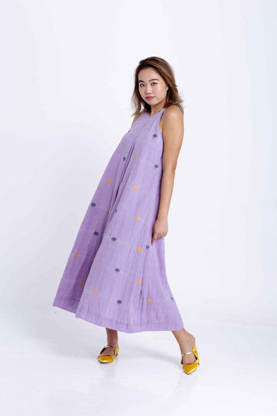 Pandora "Work and Days" Dress -Mauve Jamdani