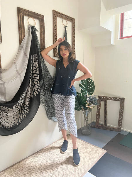 Black and White Ikat 2 - Colette Vagabond Pants