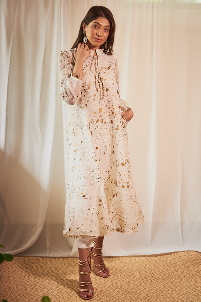 white and gold boho dress Mandala Dress White Long