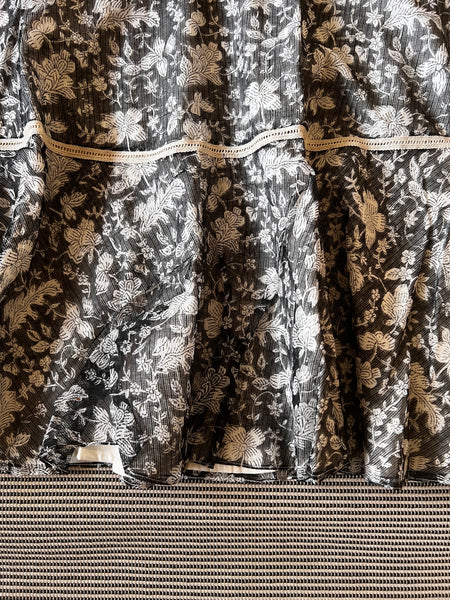 Emily Hope Dress -Black and White Kota Doria with Floral Blockprint