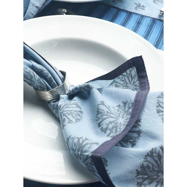 Mix and Match Collection-Blue, Black and Grey,  Diya and Ixora Placemats with Napkins (Set of 4)