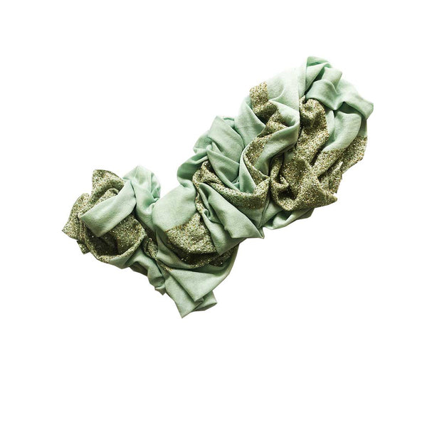 Bidri 100% Cashmere Knitted Wrap (Mint Green With Gold Sequins)