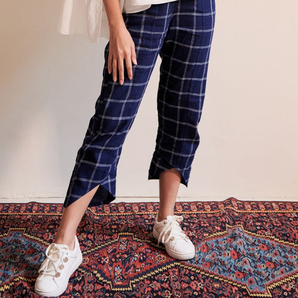 Khadi Indigo Blue and White Check - Colette Vagabond Pants