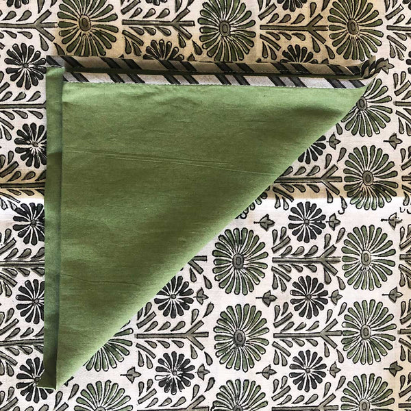 Mix and Match Collection-Green, Black and Grey,  Flower and Stripe Placemats with Napkins (Set of 4)