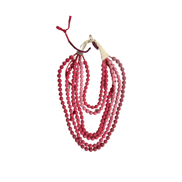 Pandora "Work and Days" Linen Dress with Ombre Bead Necklace - Baby Pink