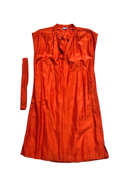 Bella Shift Dress - Flame Orange Chanderi