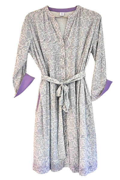 Louisa Pintuck Overlay Dress in Floral Blockprinted Cotton