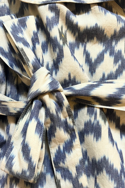 Ikat "George Sand" Tie-Up Shirt Jacket - Blue and White