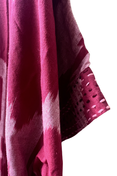Amrita Freedom Shirt Dress Maroon and Grey Ikat