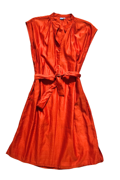 Bella Shift Dress - Flame Orange Chanderi