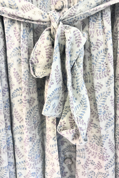 Louisa Pintuck Overlay Dress in Floral Blockprinted Cotton