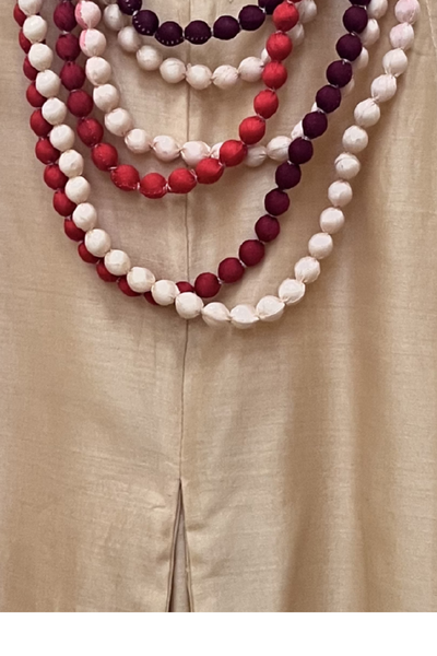 Pandora "Work and Days" A-Line Chanderi Dress -Lustrous Beige