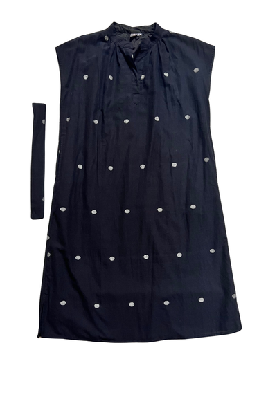 Bella Shift Dress - Black Night White Moon Jamdani