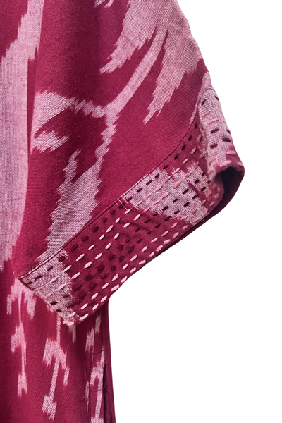 Amrita Freedom Shirt Dress Maroon and Grey Ikat
