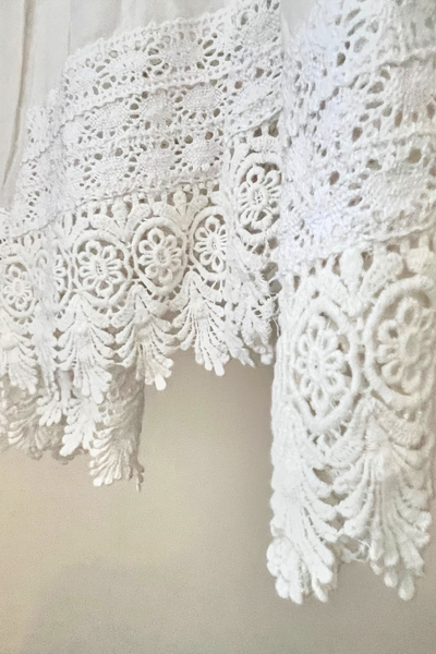 White Pin Tuck Lace Top