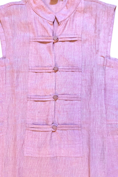 Eileen Mandarin Collar Dress - Mauve Linen