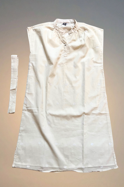 Bella Shift Dress - White Light Pale Moon Jamdani