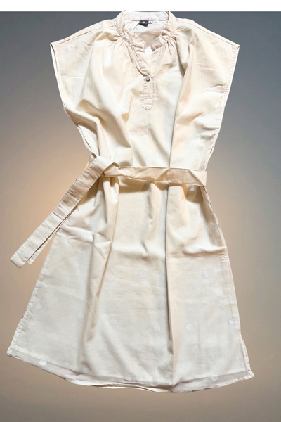 Bella Shift Dress - White Light Pale Moon Jamdani