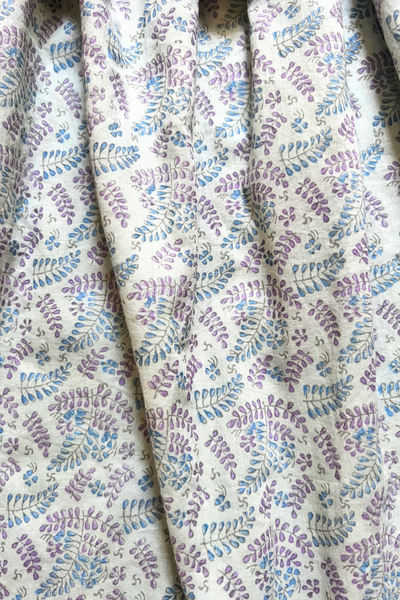 Bella Shift Dress - Light Blue & Purple Floral Blockprint
