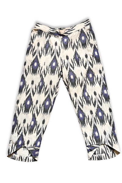 White and Dark Grey Ikat  - Colette Vagabond Pants
