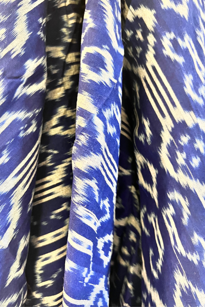 Twyla Backless Strappy Dress with Bralette Top -Indigo Blue and White Ikat