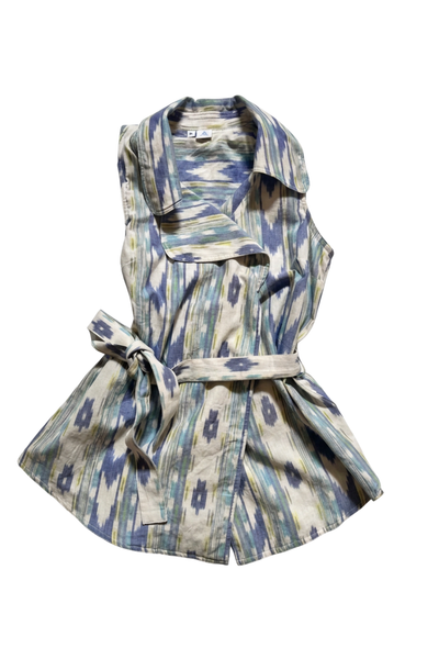 Ikat "George Sand" Tie-Up Shirt Jacket - Multicoloured Pastel