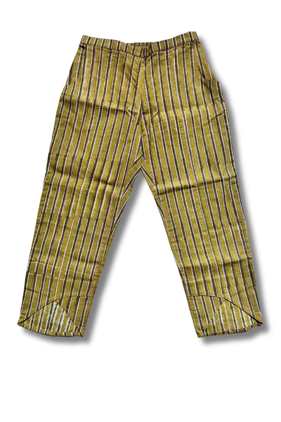 Green Striped Blockprinted- Colette Vagabond Pants