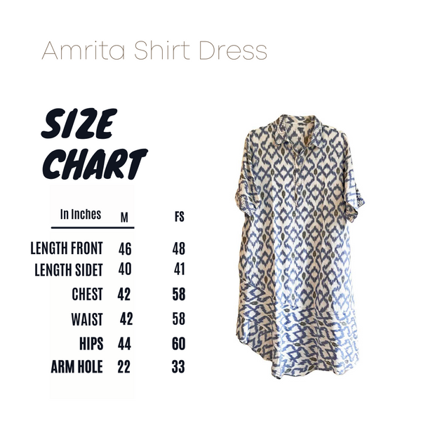 Amrita Freedom Shirt Dress -Blue and White Ikat