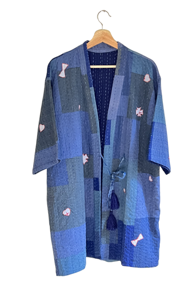 BLUE UPCYCLED PATCHWORK JACKET