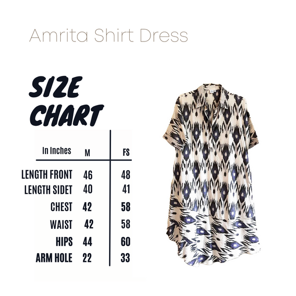 Amrita Freedom Shirt Dress -Blue and White Ikat