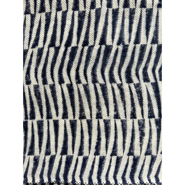 Sanganer Modern Blue & White Geometric Blockprinted Twill Cashmere Scarf 200 x 70cm