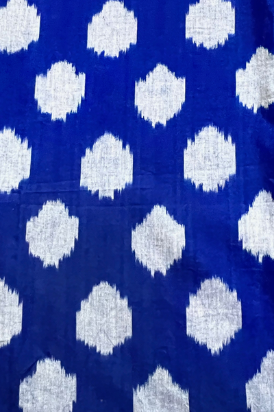 Eileen Mandarin Collar Dress - Blue and White Ikat