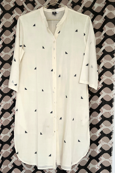White Jamdani- Colette Long Shirt