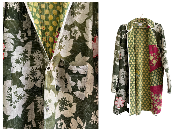 GREEN FLORAL UPCYCLED PATCHWORK JACKET
