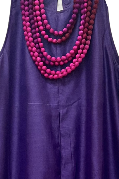Pandora "Work and Days" A-Line Purple Chanderi Dress