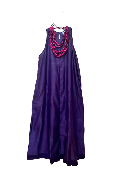 Pandora "Work and Days" A-Line Purple Chanderi Dress
