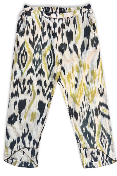 Blue Grey Yellow Ikat  - Colette Vagabond Pants