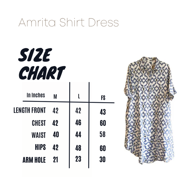 Amrita Freedom Shirt Dress -Blue and White Ikat