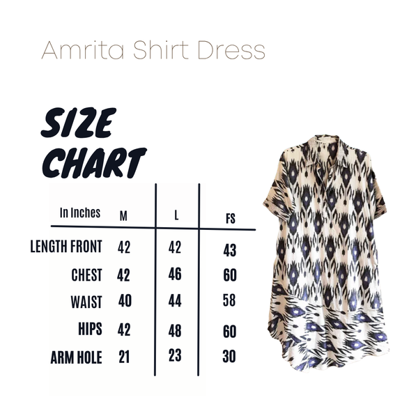 Amrita Freedom Shirt Dress -Blue and White Ikat
