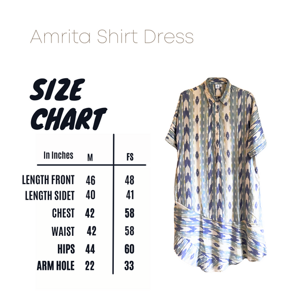 Amrita Freedom Shirt Dress -Shades of Blue Ikat