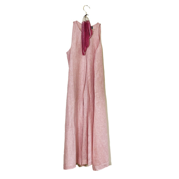 Pandora "Work and Days" Linen Dress with Ombre Bead Necklace - Baby Pink