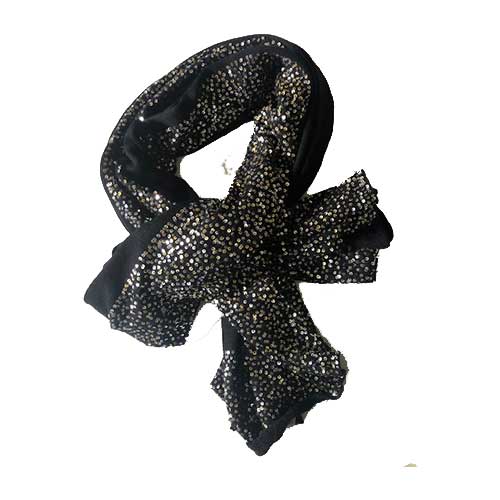 Bidri 100% Cashmere Knitted Wrap (Black with Silver Sequins)